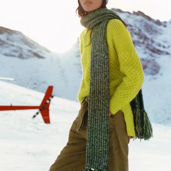 Anthropologie Yellow Lime Bia Alpaca Wool Blend Knit  Mock Neck Tunic Sweater - Picture 1 of 6